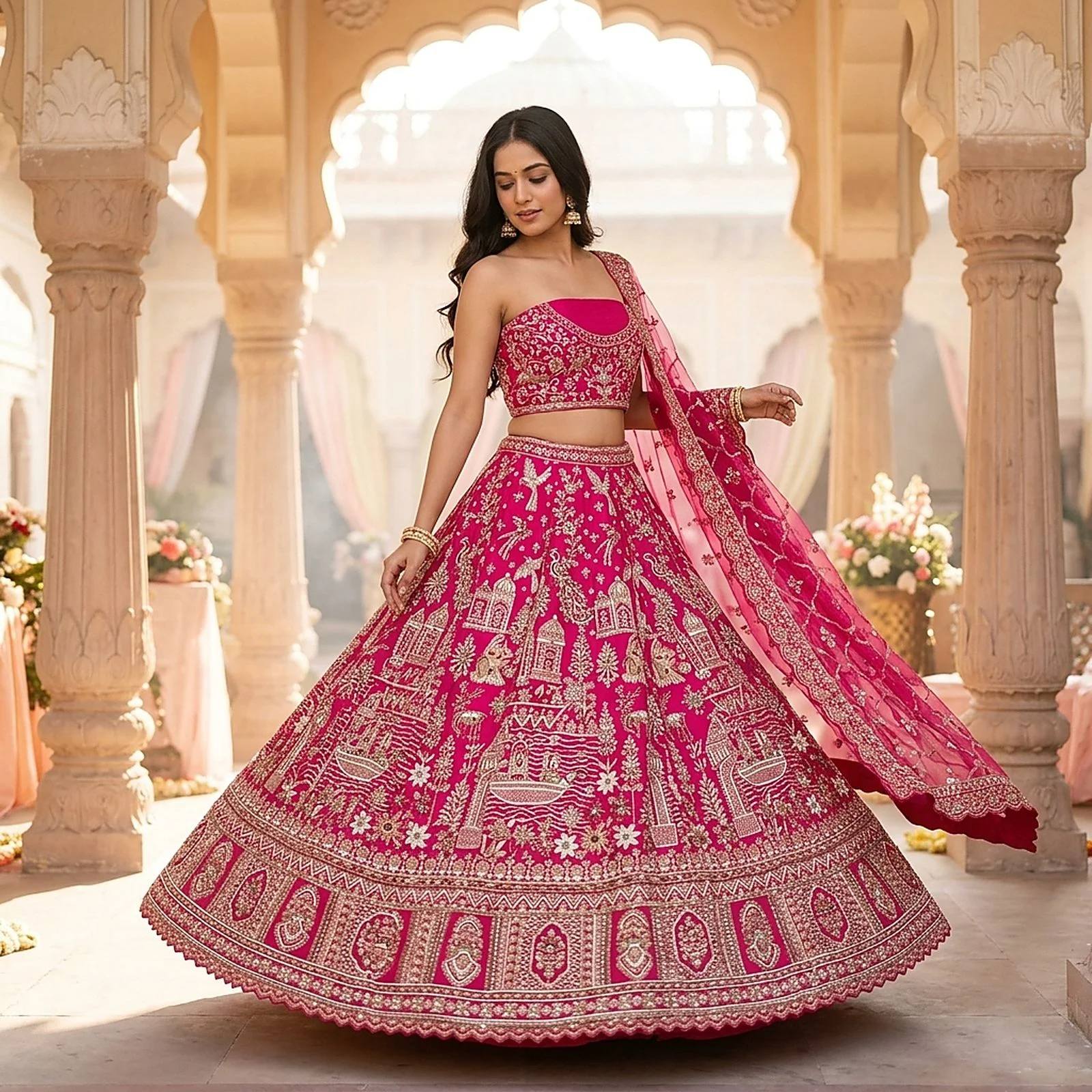 RP Dalmia rani pink bridal lehenga